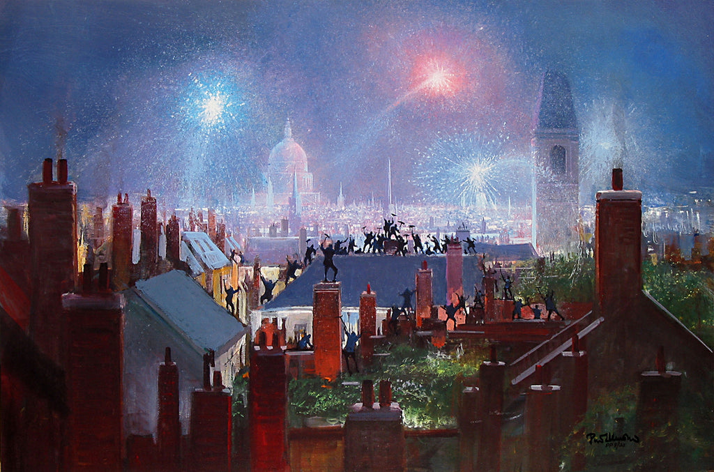 Mary Poppins Rooftop Chimney Sweeps Dance Celebration Disney Fine Art Giclée on Canvas by Peter Ellenshaw