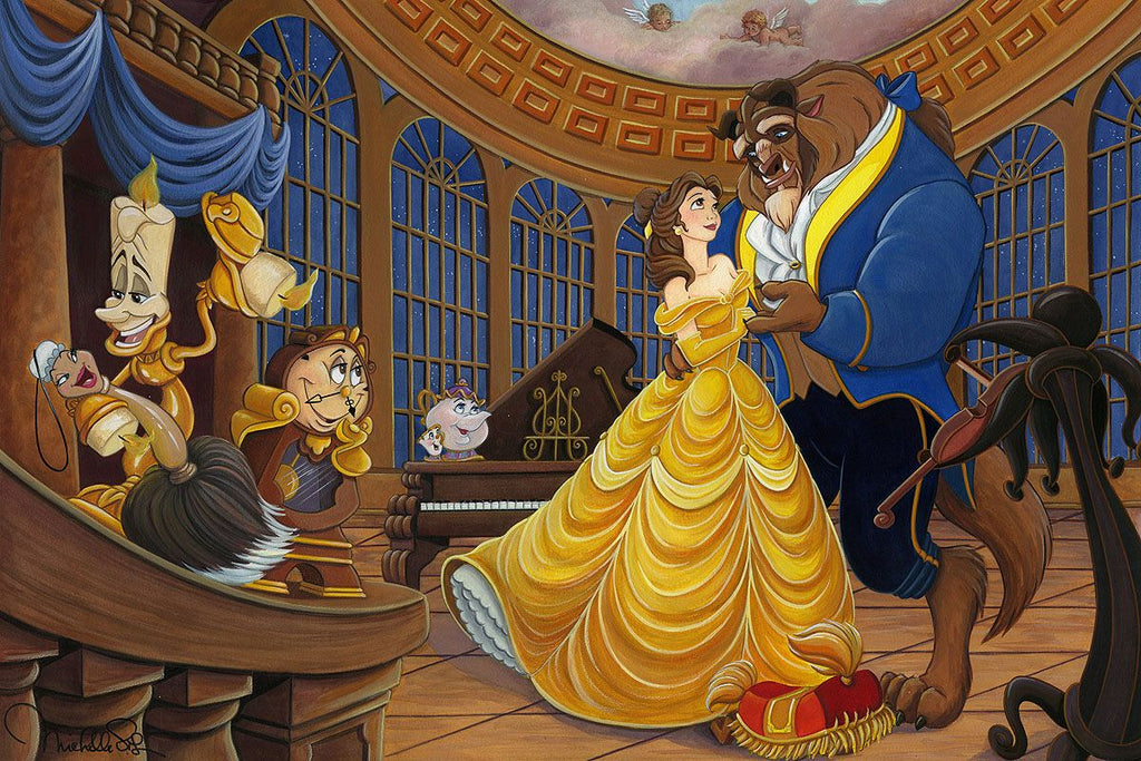 Beauty and the Beast Ballroom Dance Mrs. Potts Tale As Old As Time Disney Fine Art Giclée on Canvas by Michelle St. Laurent