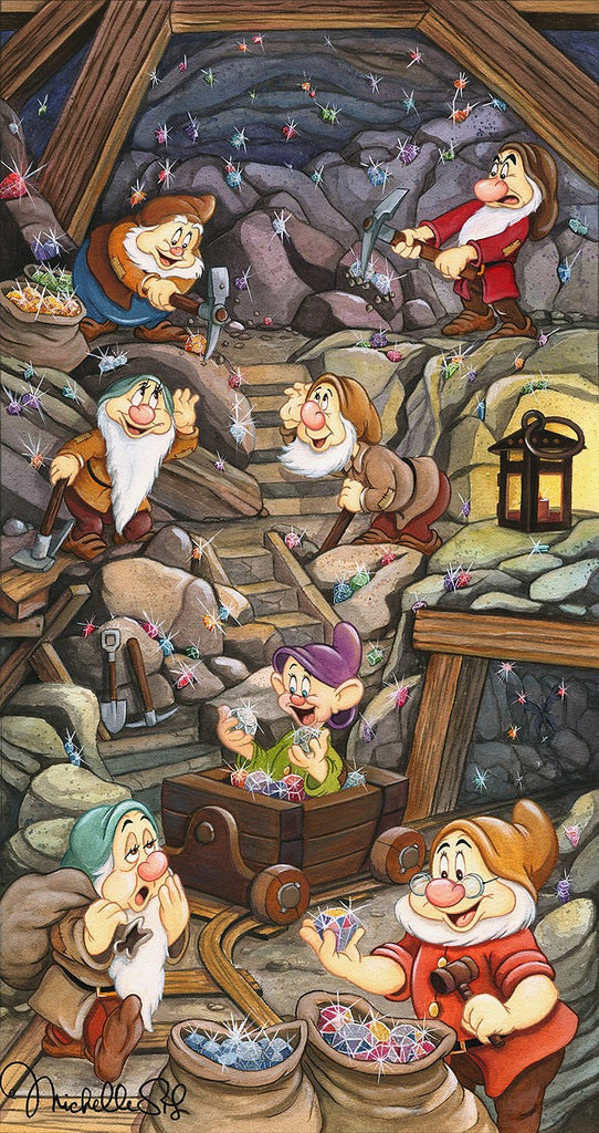 Seven Dwarfs Mine Train Where a Million Diamonds Shine Disney Fine Art Giclée on Canvas by Michelle St. Laurent