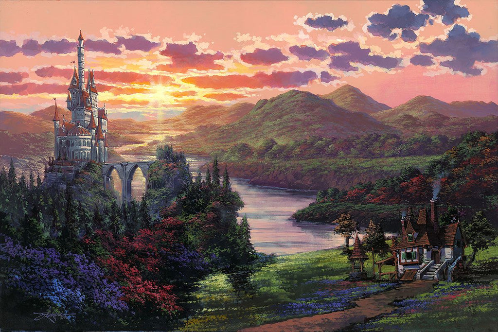 Beast's Castle Belle's Cottage Disney Fine Art Giclée on Canvas by Rodel Gonzalez