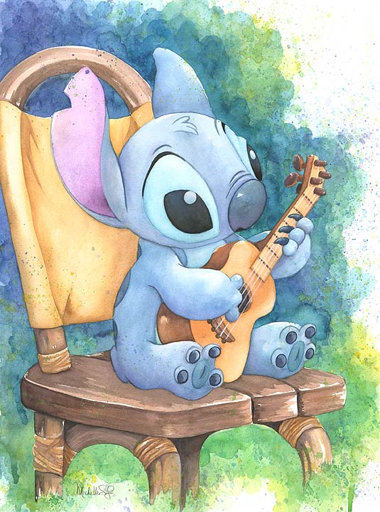 Stitch's Hawaiian Ukulele Solo Disney Fine Art Giclée on Canvas by Michelle St. Laurent