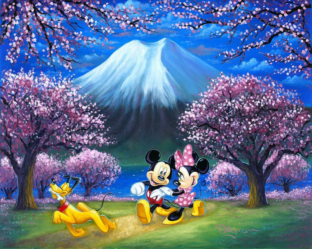 Under the Cherry Blossoms Disney Fine Art Giclée on Canvas by Tim Rogerson