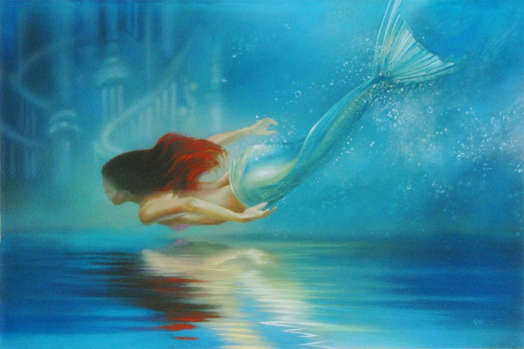 Underwater Princess Disney Fine Art Giclée on Canvas by John Rowe